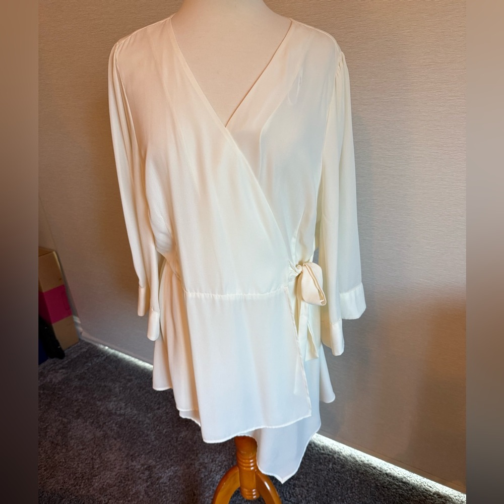 City Chic Elegant Cream Wrap Blouse